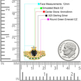 Claddagh Accent Heart Wedding Bridal Set Piece Ring Band Round Green Emerald Simulated Cubic Zirconia 925 Sterling Silver