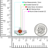 Claddagh Accent Heart Wedding Bridal Set Piece Ring Band Round Green Emerald Simulated Cubic Zirconia 925 Sterling Silver