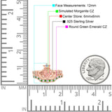 Claddagh Accent Heart Wedding Bridal Set Piece Ring Band Round Green Emerald Simulated Cubic Zirconia 925 Sterling Silver