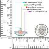 Claddagh Accent Heart Wedding Bridal Set Piece Ring Band Round Green Emerald Simulated Cubic Zirconia 925 Sterling Silver