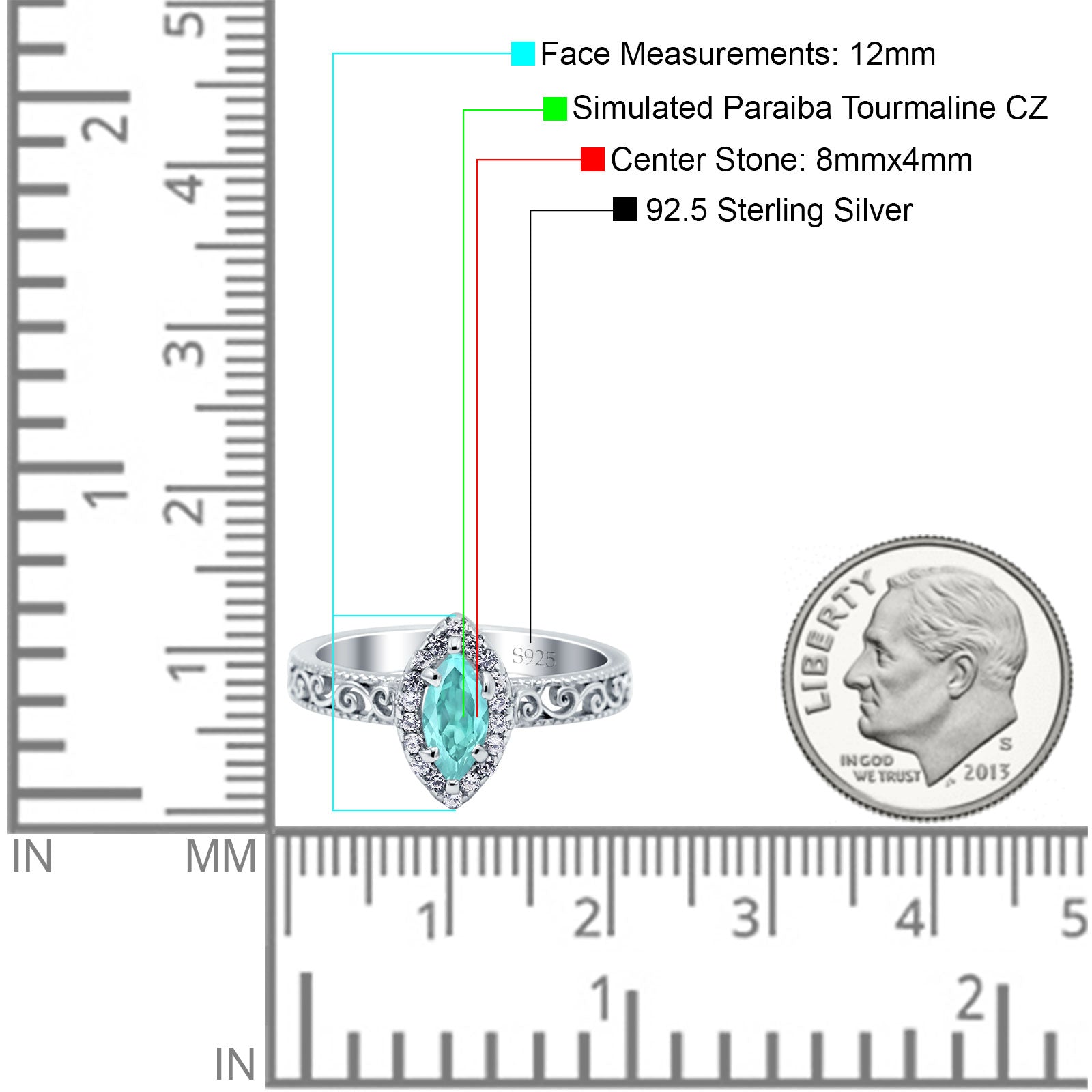 Halo Art Deco Bridal Wedding Engagement Ring Marquise Simulated Cubic Zirconia 925 Sterling Silver