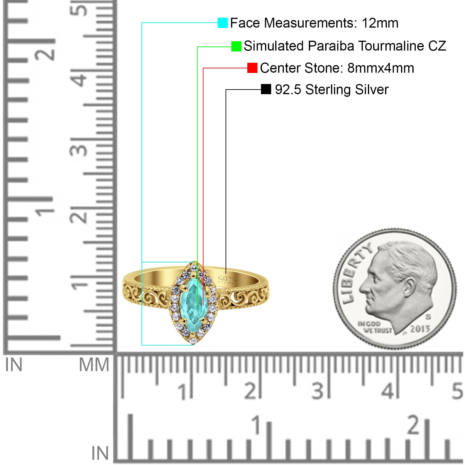 Halo Art Deco Bridal Wedding Engagement Ring Marquise Simulated Cubic Zirconia 925 Sterling Silver