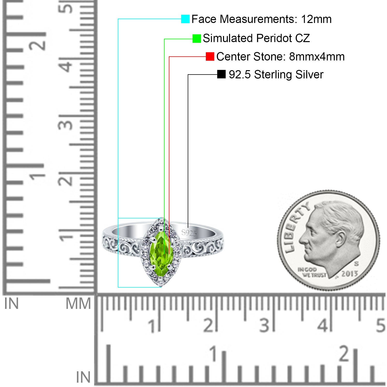 Halo Art Deco Bridal Wedding Engagement Ring Marquise Simulated Cubic Zirconia 925 Sterling Silver