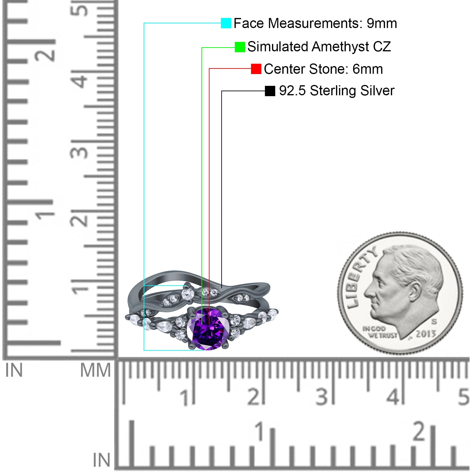 Two Piece Vintage Style Art Deco Engagement Bridal Set Ring Band Round Simulated Cubic Zirconia 925 Sterling Silver