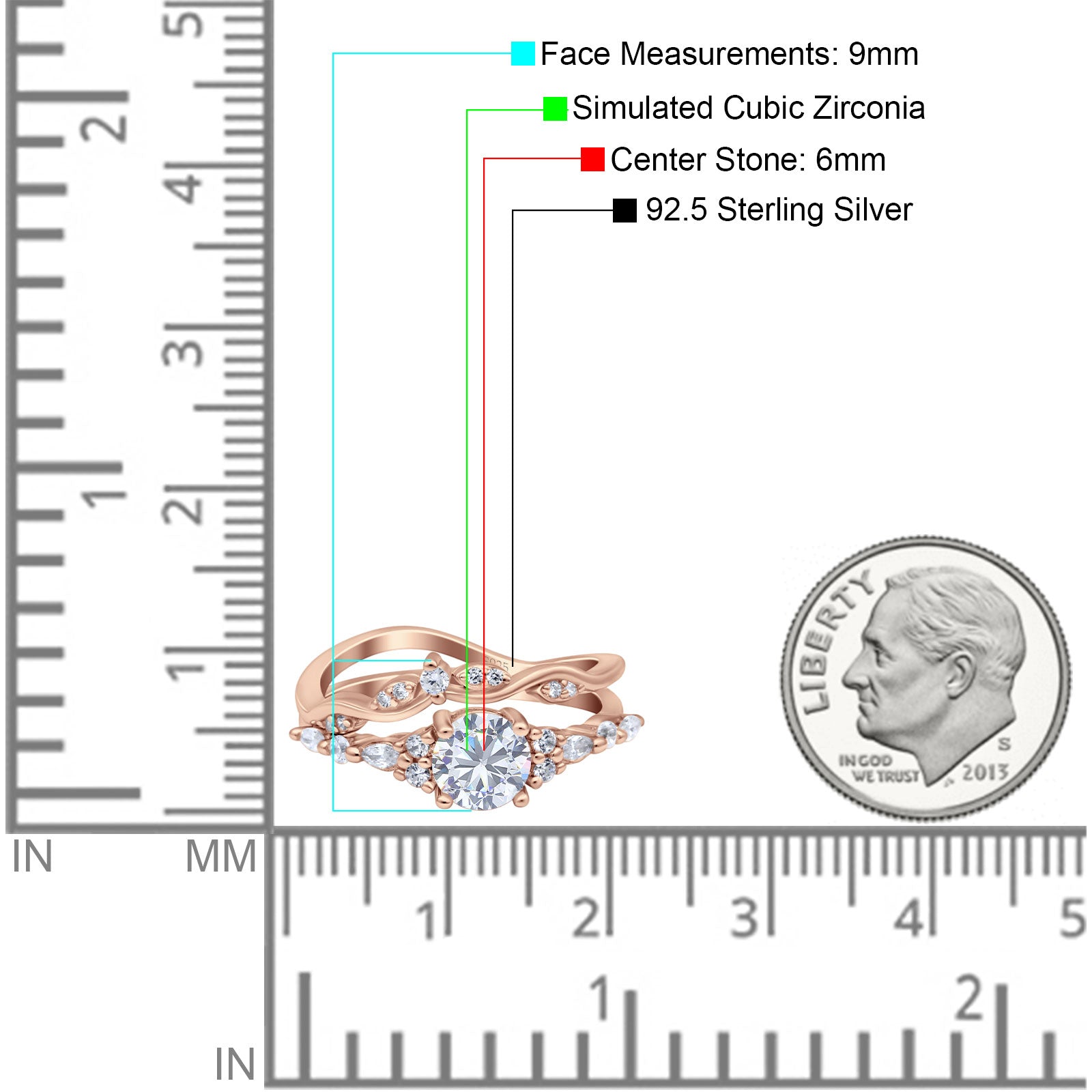 Two Piece Vintage Style Art Deco Engagement Bridal Set Ring Band Round Simulated Cubic Zirconia 925 Sterling Silver