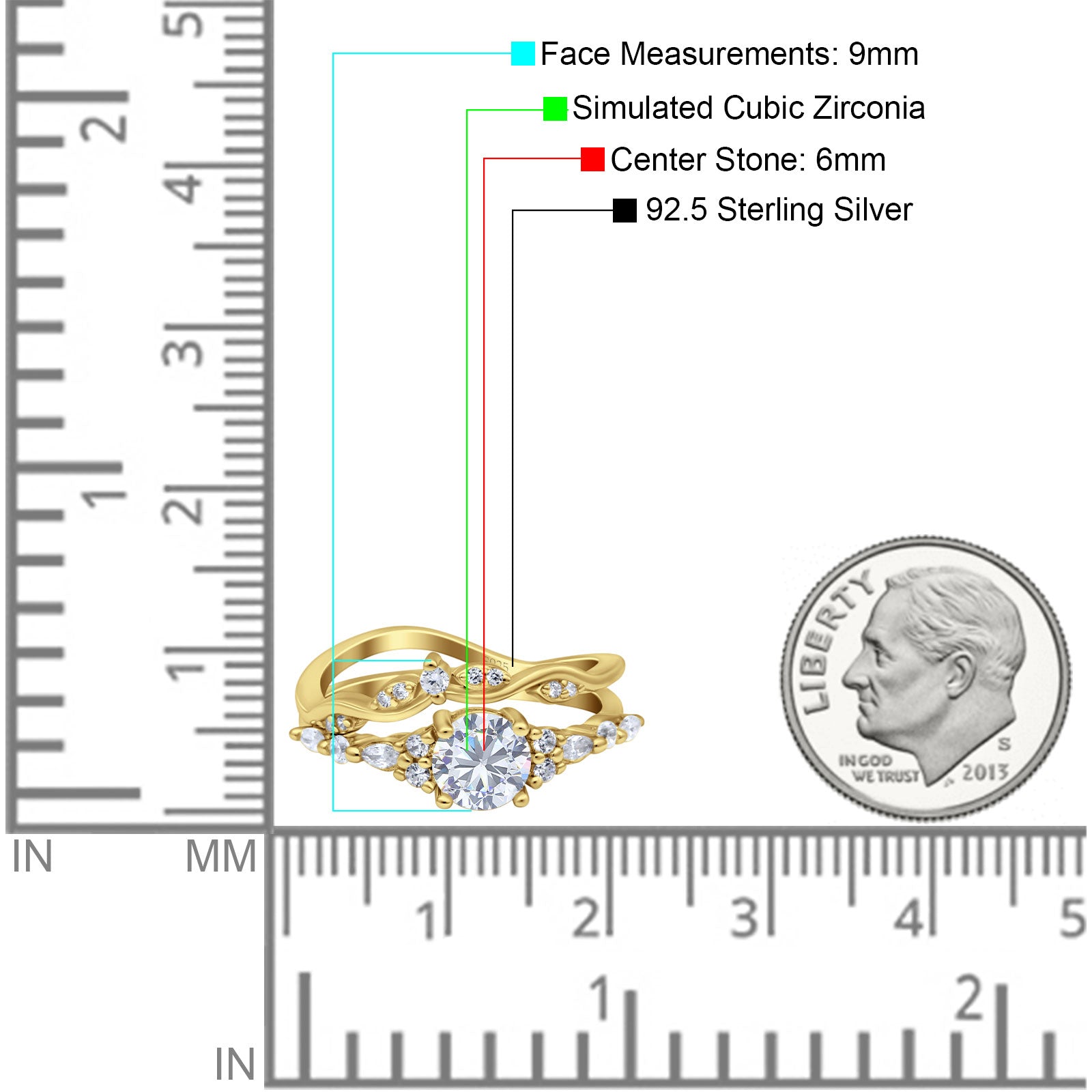 Two Piece Vintage Style Art Deco Engagement Bridal Set Ring Band Round Simulated Cubic Zirconia 925 Sterling Silver