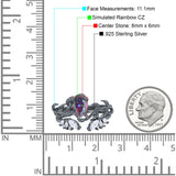 Art Deco Teardrop Pear Leaf Design Wedding Two Piece Ring Simulated Cubic Zirconia Stones 925 Sterling Silver