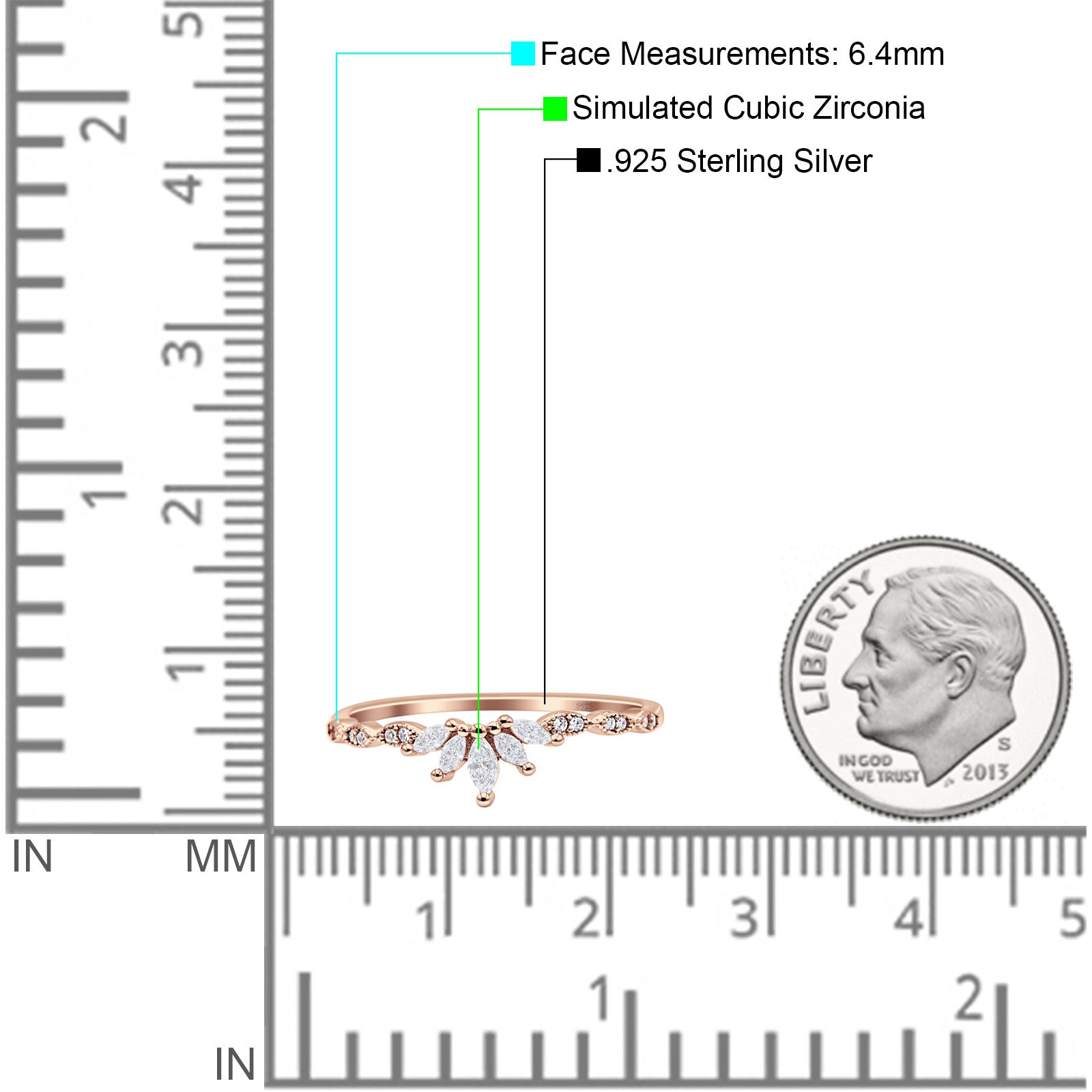 Half Eternity Wedding Ring Marquise Simulated Cubic Zirconia 925 Sterling Silver