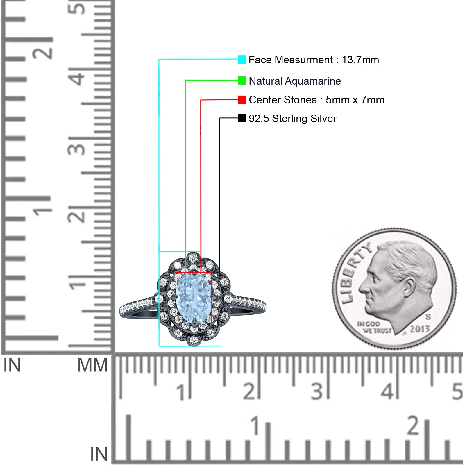 Vintage Style Oval Natural Aquamarine Halo Engagement Ring