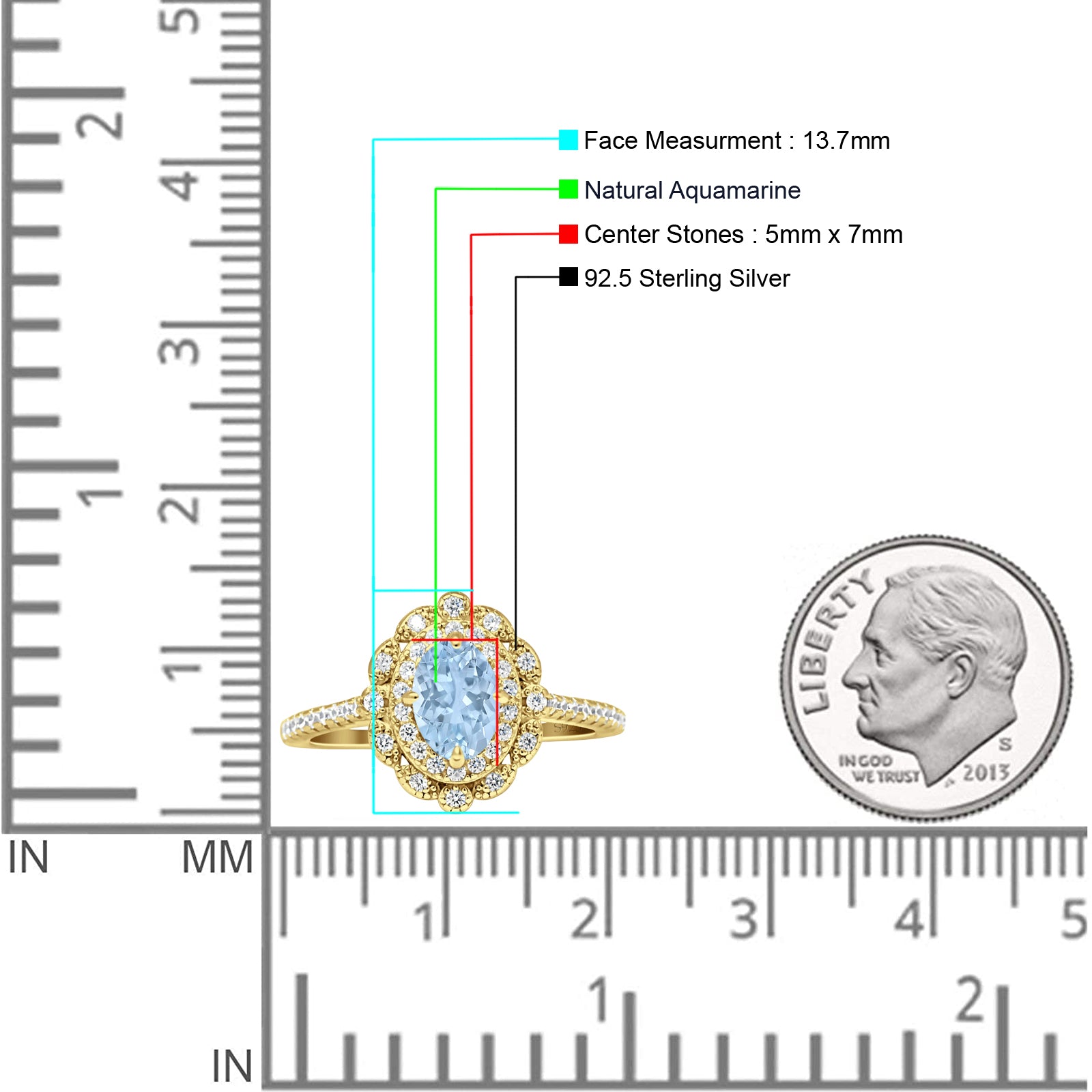 Vintage Style Oval Natural Aquamarine Halo Engagement Ring