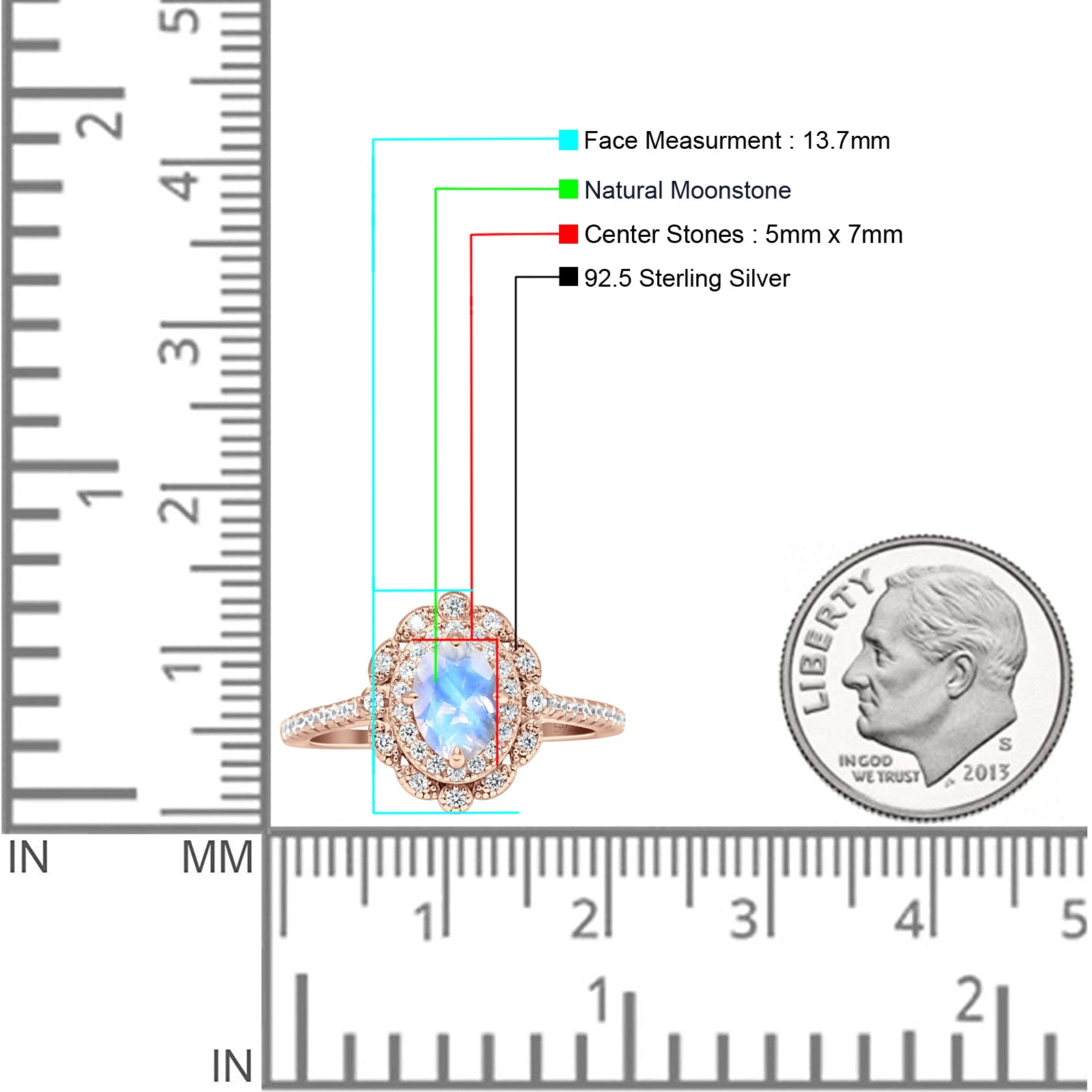 Vintage Style Oval Natural Moonstone Halo Engagement Ring
