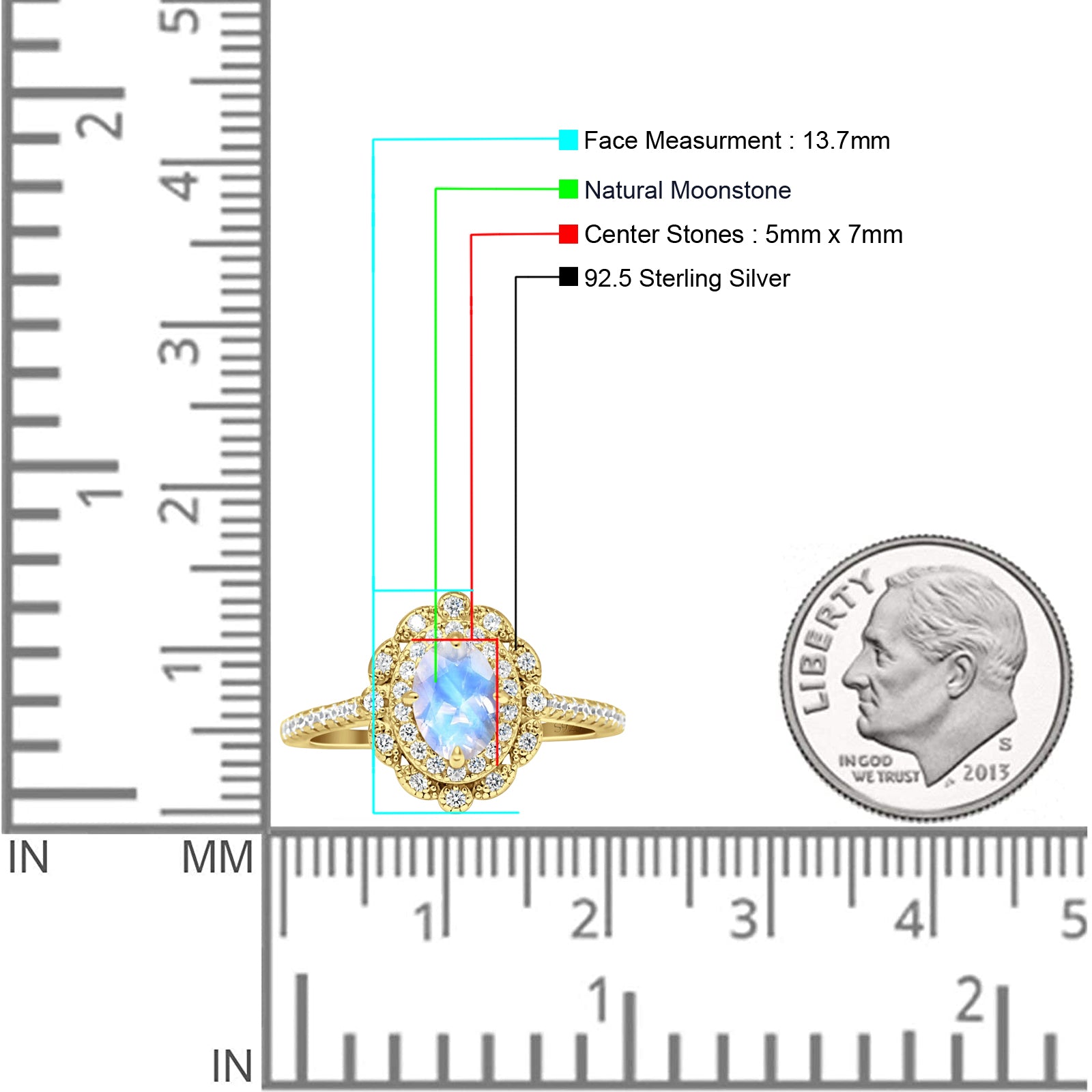 Vintage Style Oval Natural Moonstone Halo Engagement Ring