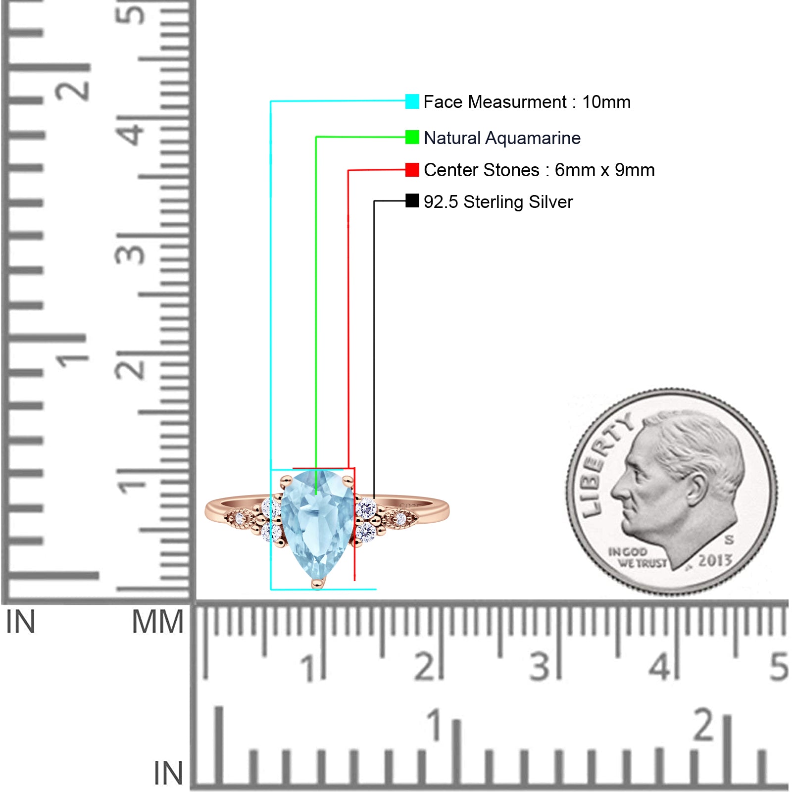 Art Deco Teardrop Pear Natural Aquamarine Vintage Engagement Ring