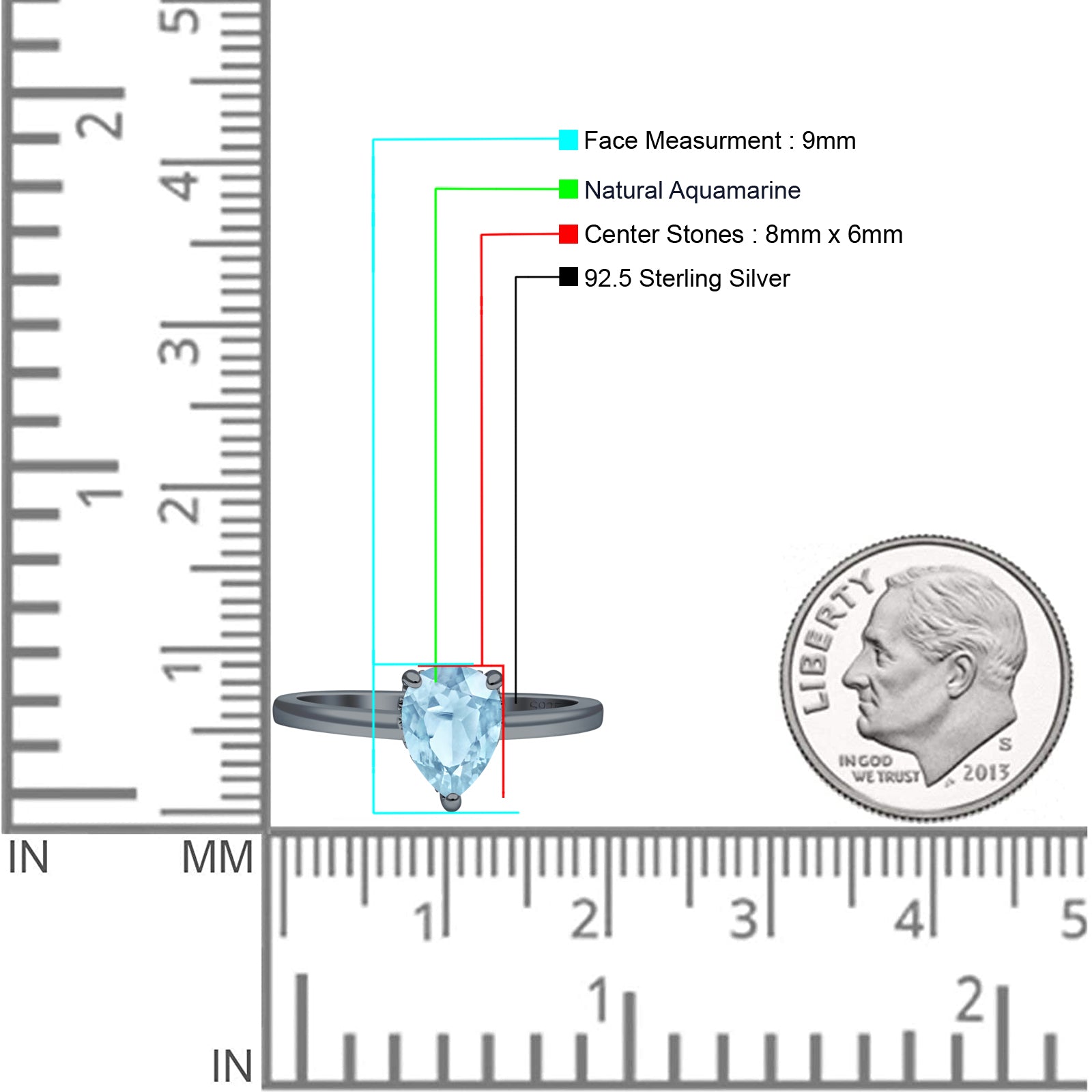 Teardrop Pear Hidden Halo Natural Aquamarine Engagement Ring