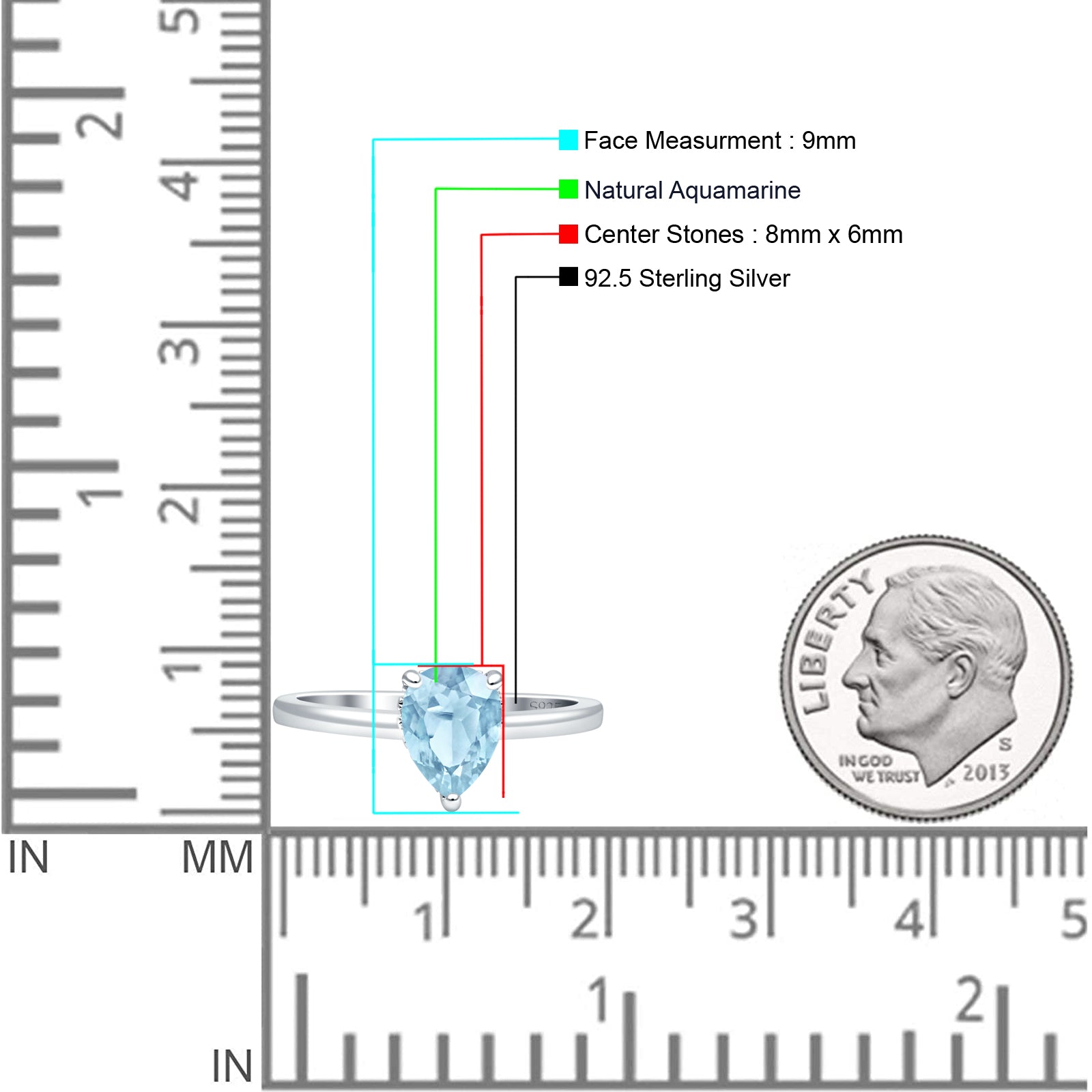 Teardrop Pear Hidden Halo Natural Aquamarine Engagement Ring