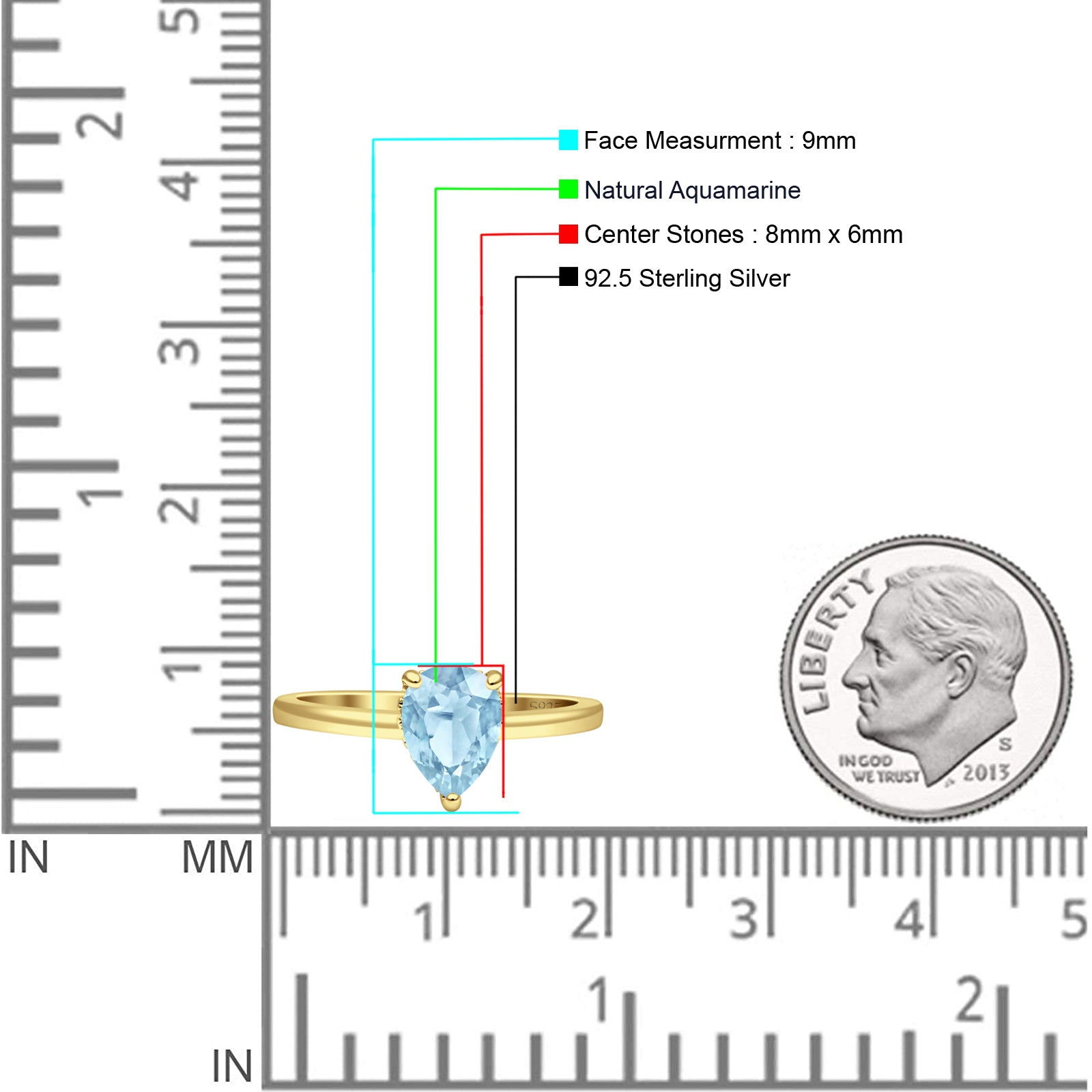 Teardrop Pear Hidden Halo Natural Aquamarine Engagement Ring