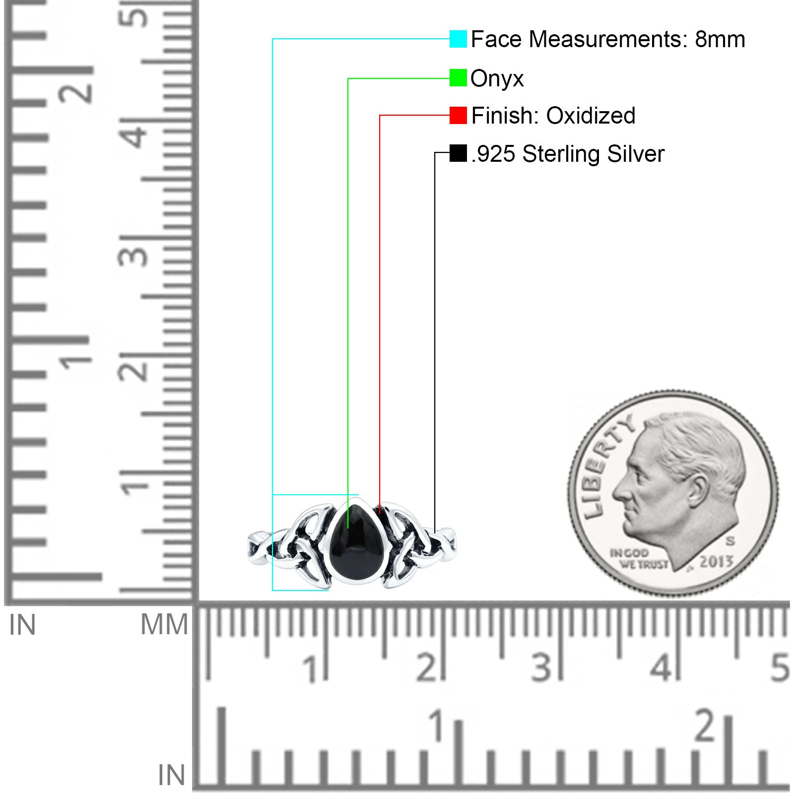 Celtic Pear Lab Opal Ring Solid Oxidized 925 Sterling Silver