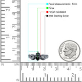 Petite Dainty Heart Lab Opal Ring Solid Oxidized 925 Sterling Silver