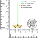 Petite Dainty Heart Lab Opal Ring Solid Oxidized 925 Sterling Silver