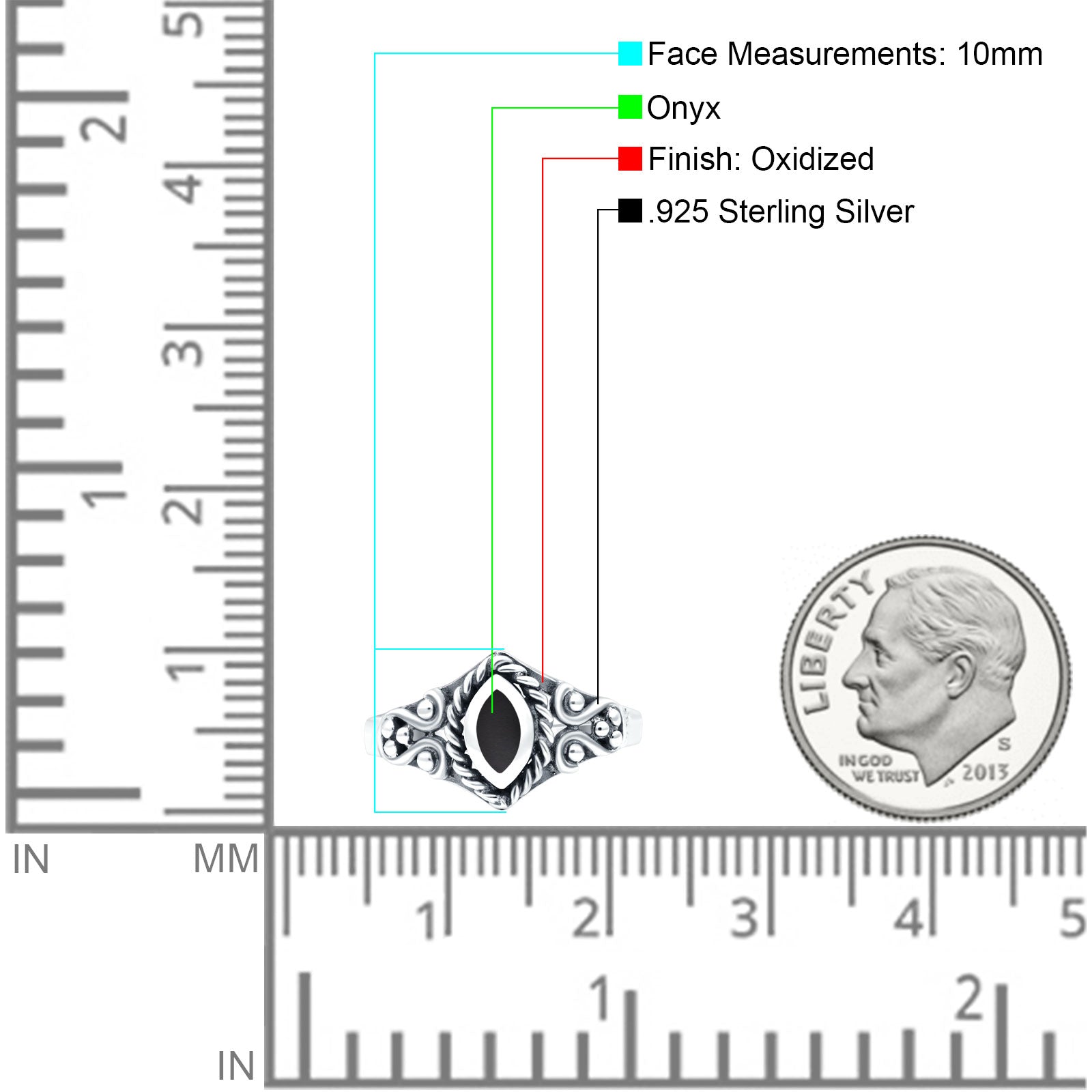 Vintage Style Marquise Lab Opal Ring Solid Oxidized 925 Sterling Silver