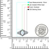 Vintage Style Marquise Lab Opal Ring Solid Oxidized 925 Sterling Silver