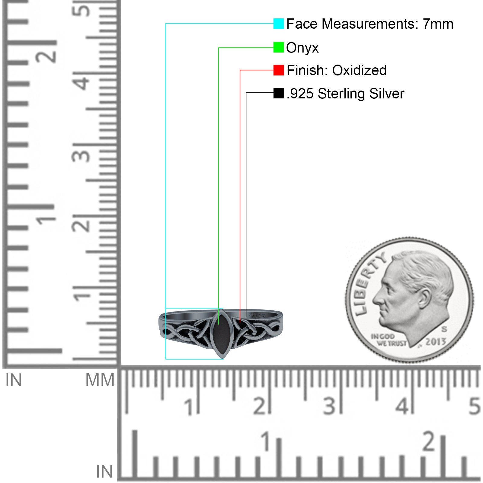 Celtic Style Marquise Lab Opal Ring Solid Oxidized 925 Sterling Silver