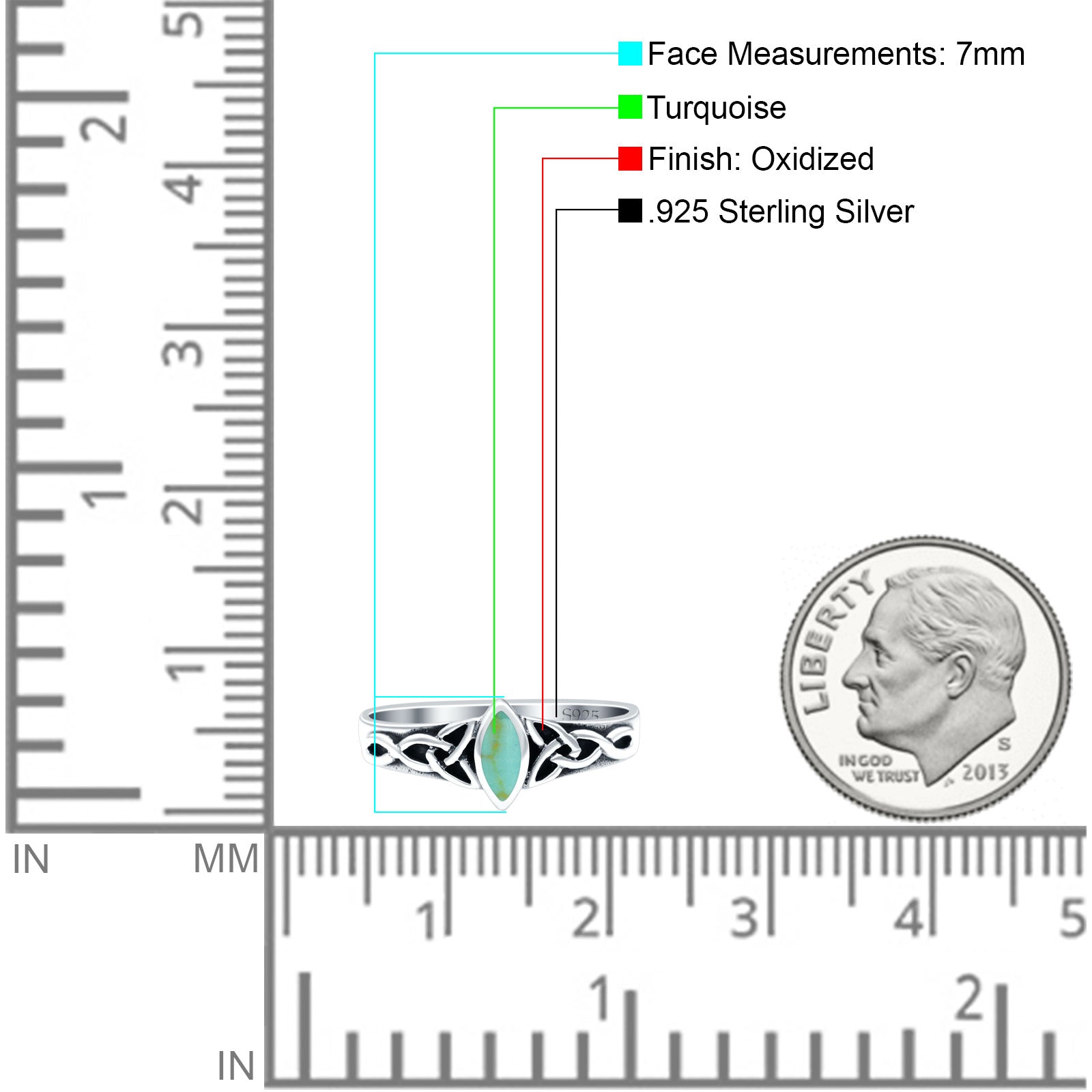 Celtic Style Marquise Lab Opal Ring Solid Oxidized 925 Sterling Silver