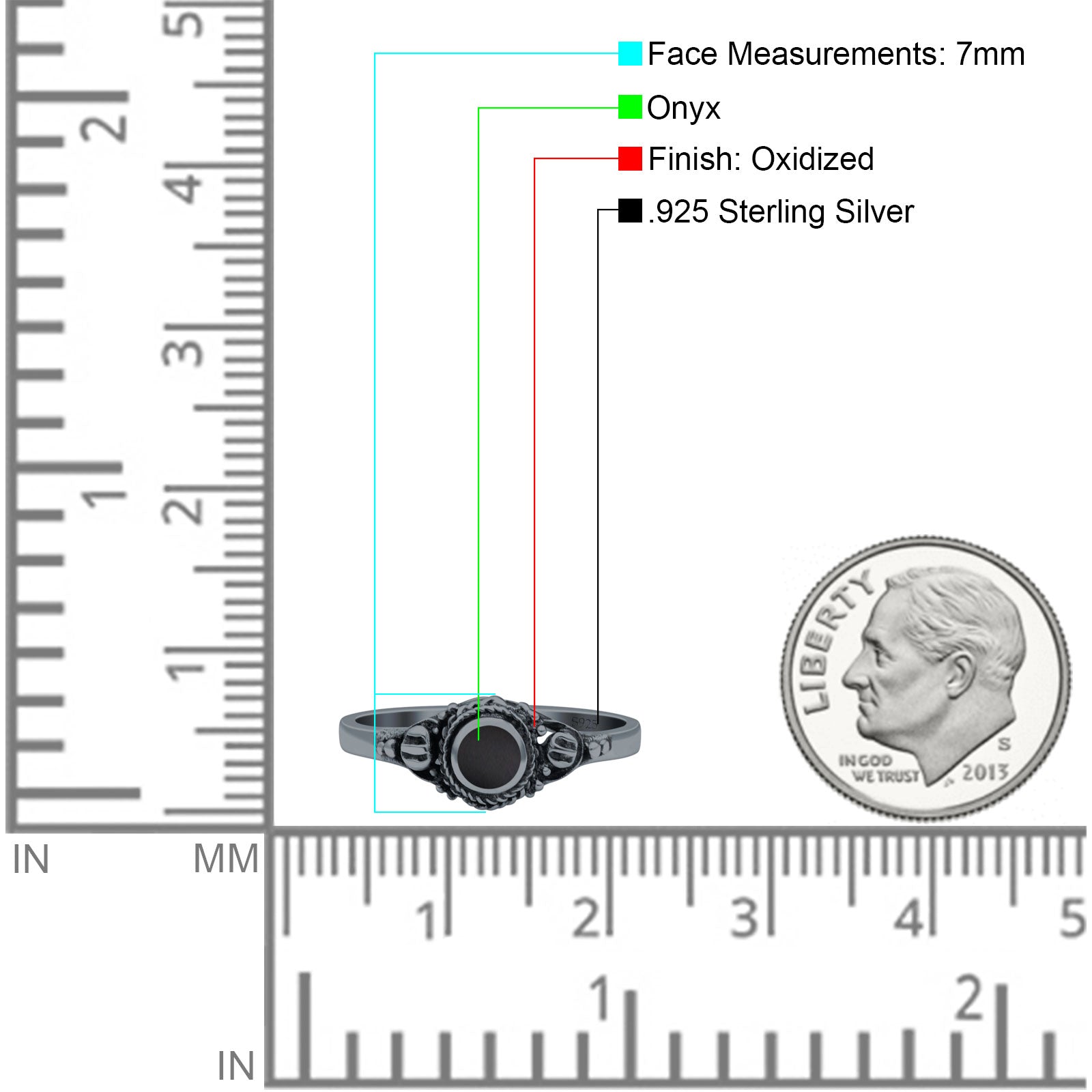 Vintage Style Round Lab Opal Ring Solid Oxidized 925 Sterling Silver