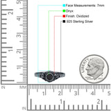 Vintage Style Round Lab Opal Ring Solid Oxidized 925 Sterling Silver