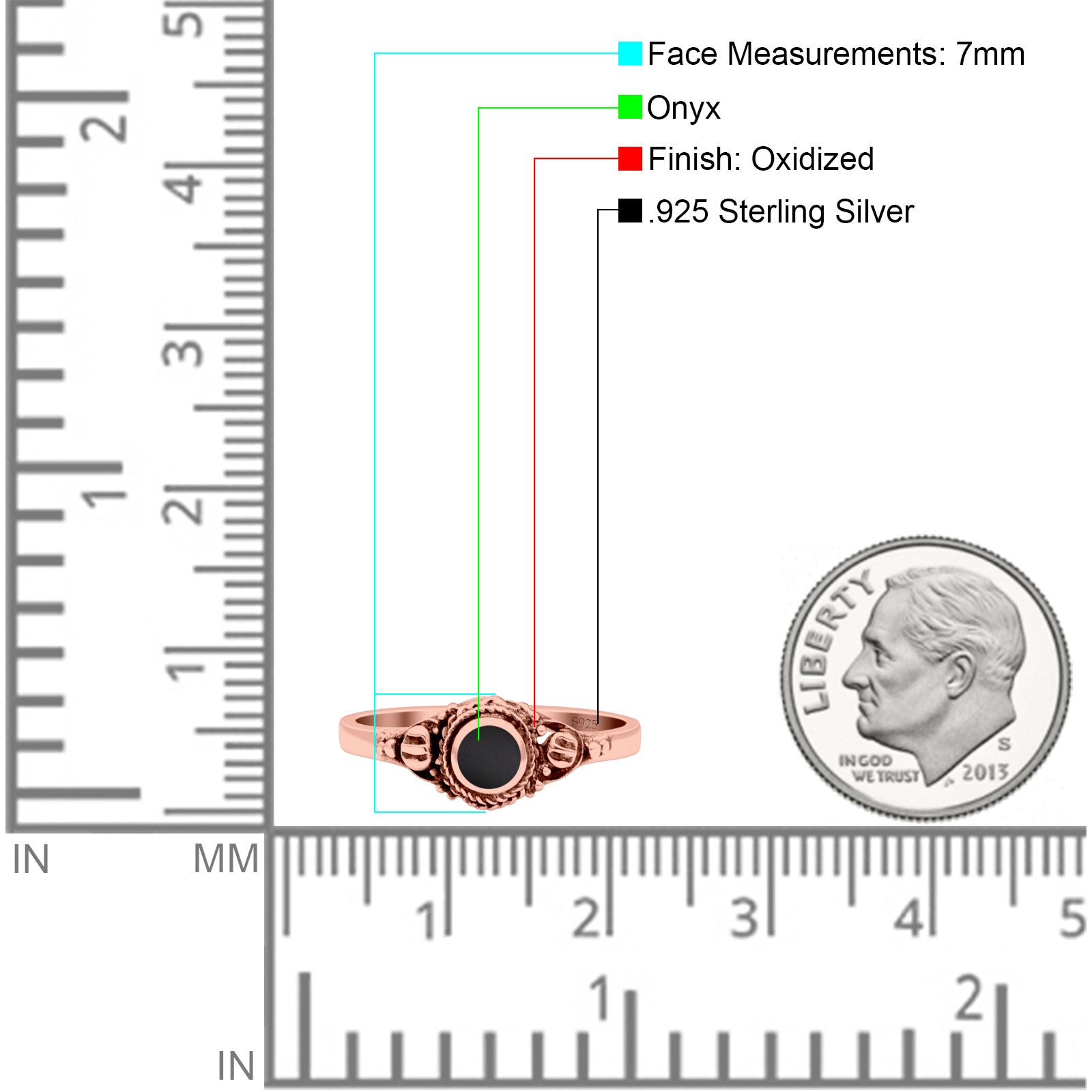 Vintage Style Round Lab Opal Ring Solid Oxidized 925 Sterling Silver