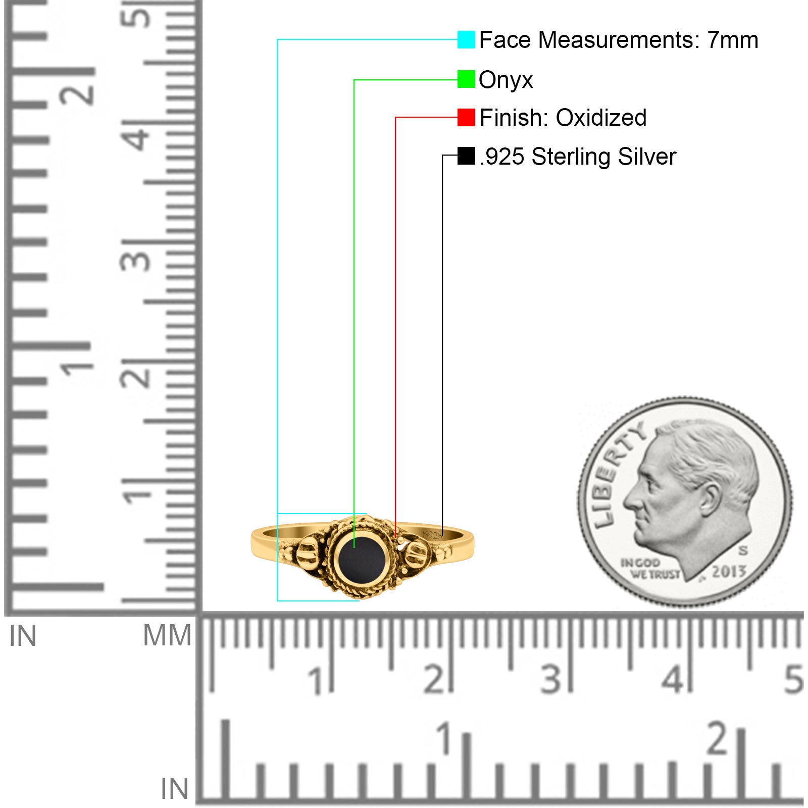 Vintage Style Round Lab Opal Ring Solid Oxidized 925 Sterling Silver