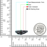 Vintage Style Round Lab Opal Ring Solid Oxidized 925 Sterling Silver