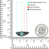 Vintage Style Round Lab Opal Ring Solid Oxidized 925 Sterling Silver