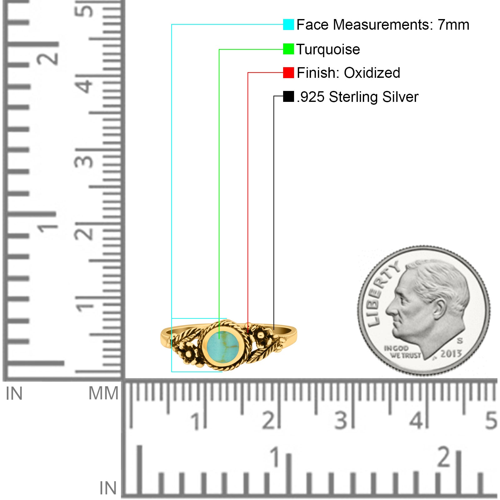 Vintage Style Round Lab Opal Ring Solid Oxidized 925 Sterling Silver