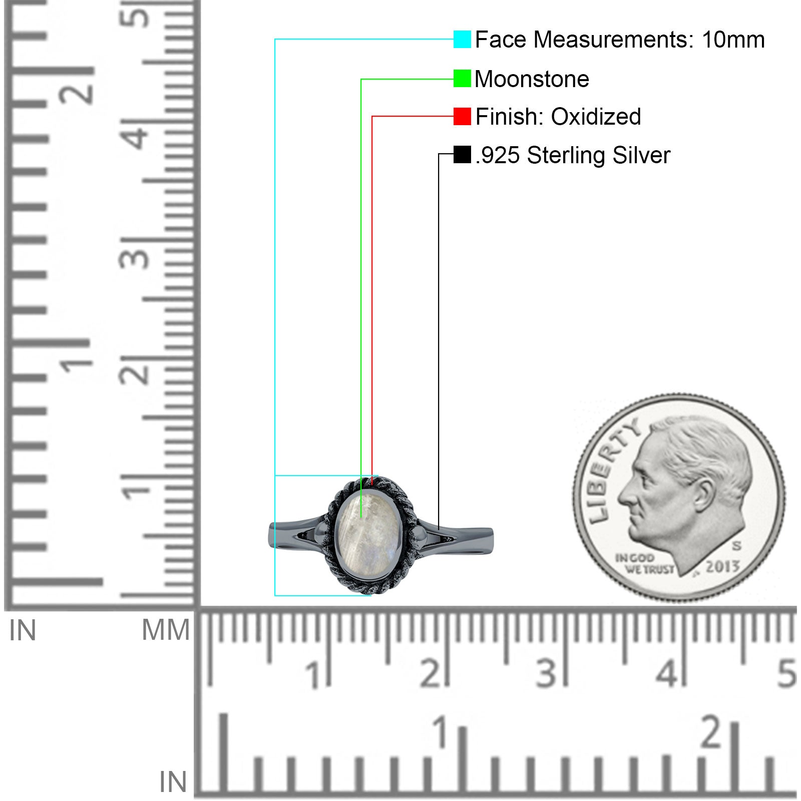 Oval Fashion Lab Created Opal Ring Oxidized 925 Sterling Silver