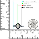 Oval Fashion Lab Created Opal Ring Oxidized 925 Sterling Silver