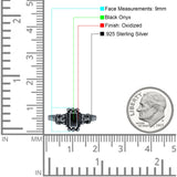 Petite Dainty Emerald Lab Opal Ring Solid Oxidized 925 Sterling Silver