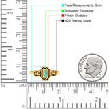 Petite Dainty Emerald Lab Opal Ring Solid Oxidized 925 Sterling Silver