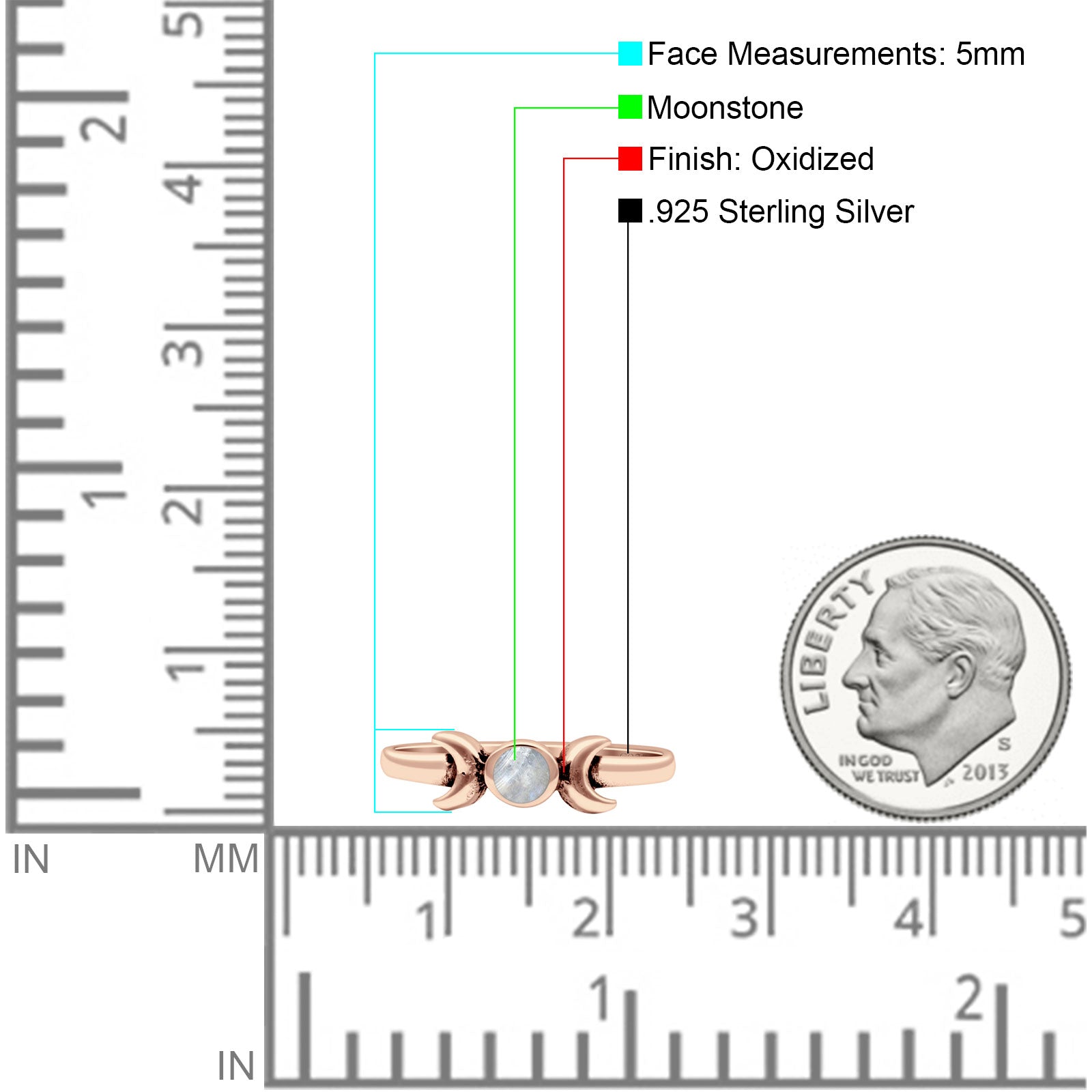 Moon Thumb Ring Statement Fashion Oxidized Lab Created Opal Solid 925 Sterling Silver