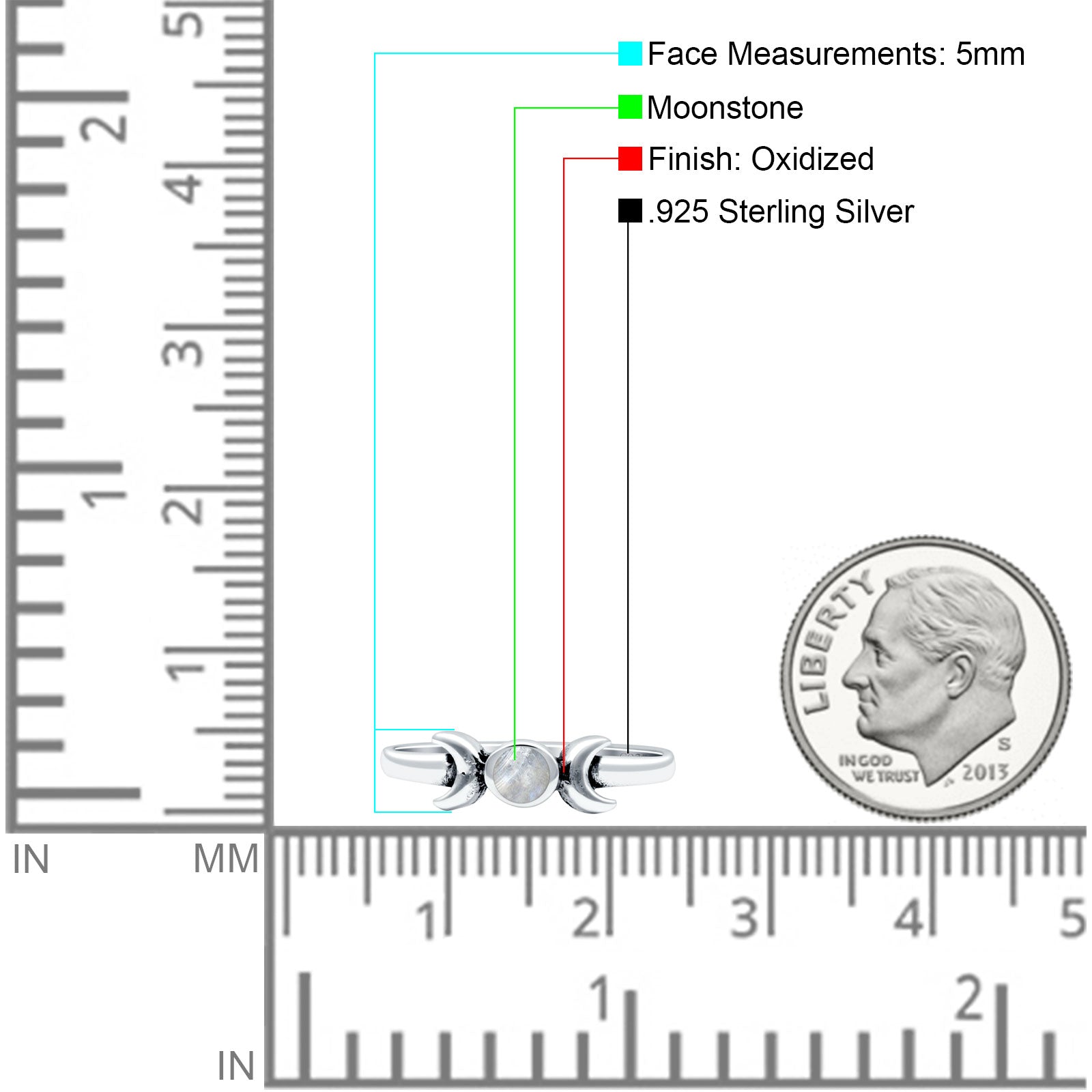 Moon Thumb Ring Statement Fashion Oxidized Lab Created Opal Solid 925 Sterling Silver