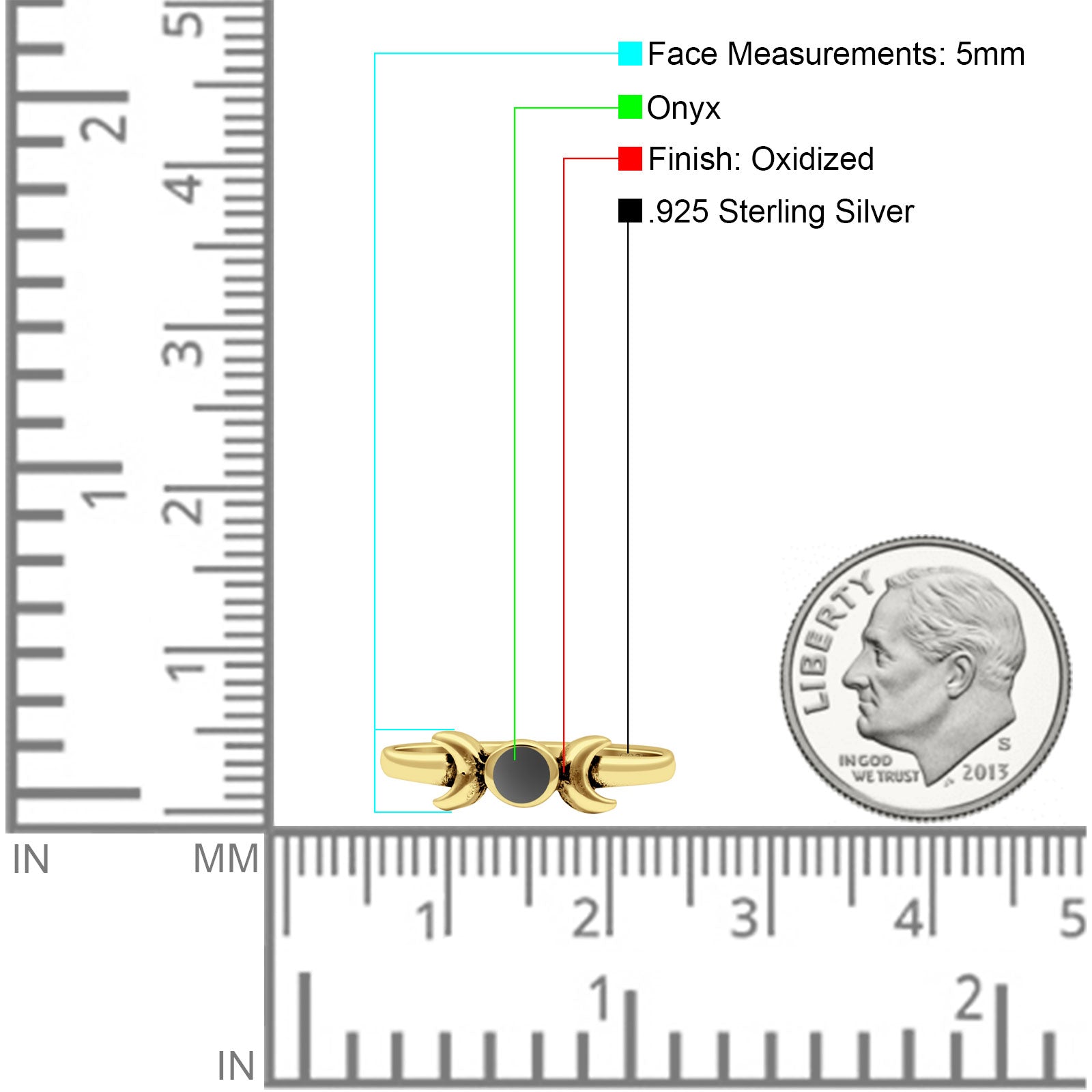 Moon Thumb Ring Statement Fashion Oxidized Lab Created Opal Solid 925 Sterling Silver