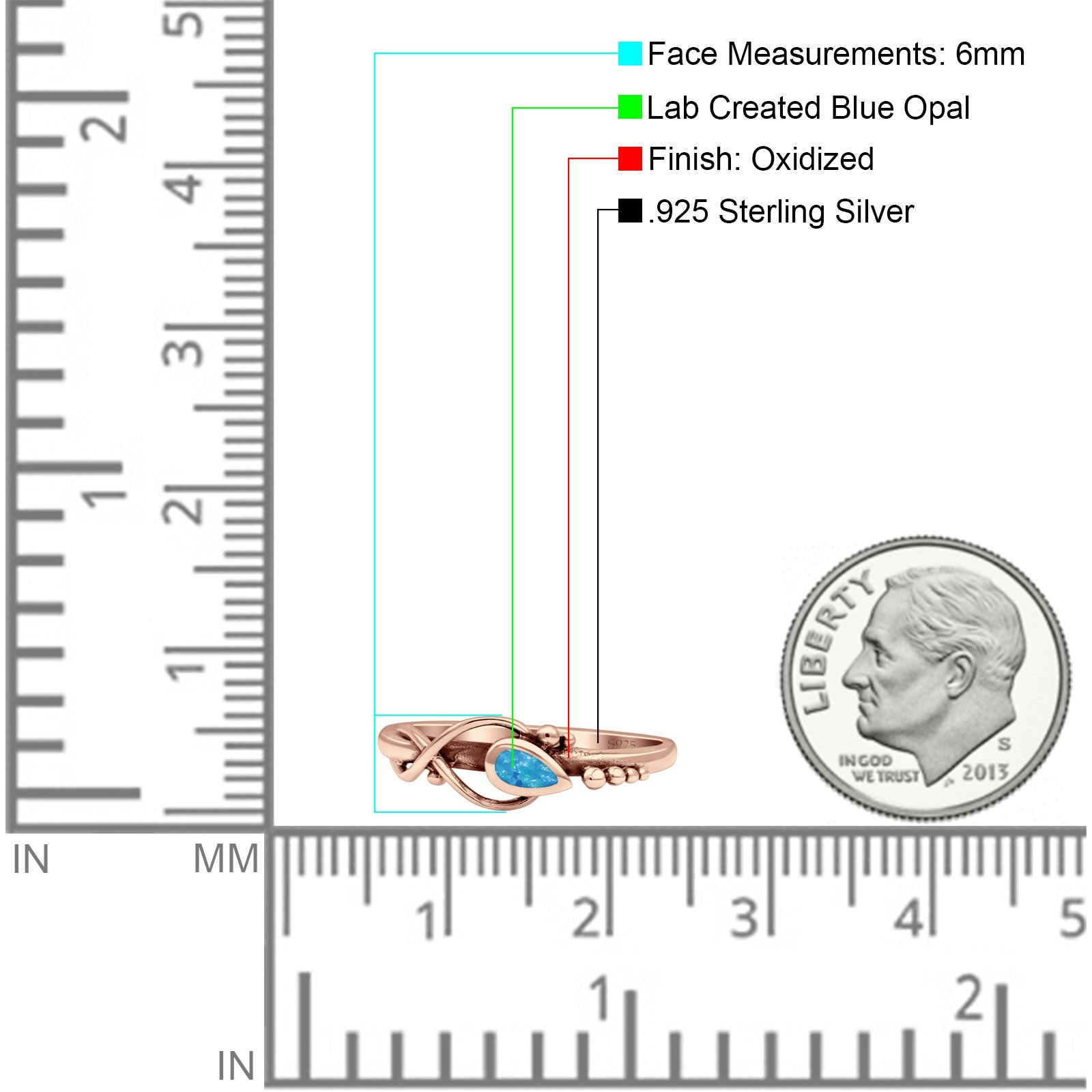 Celtic Infinity Pear Thumb Ring Fashion Oxidized Lab Created Opal Solid 925 Sterling Silver