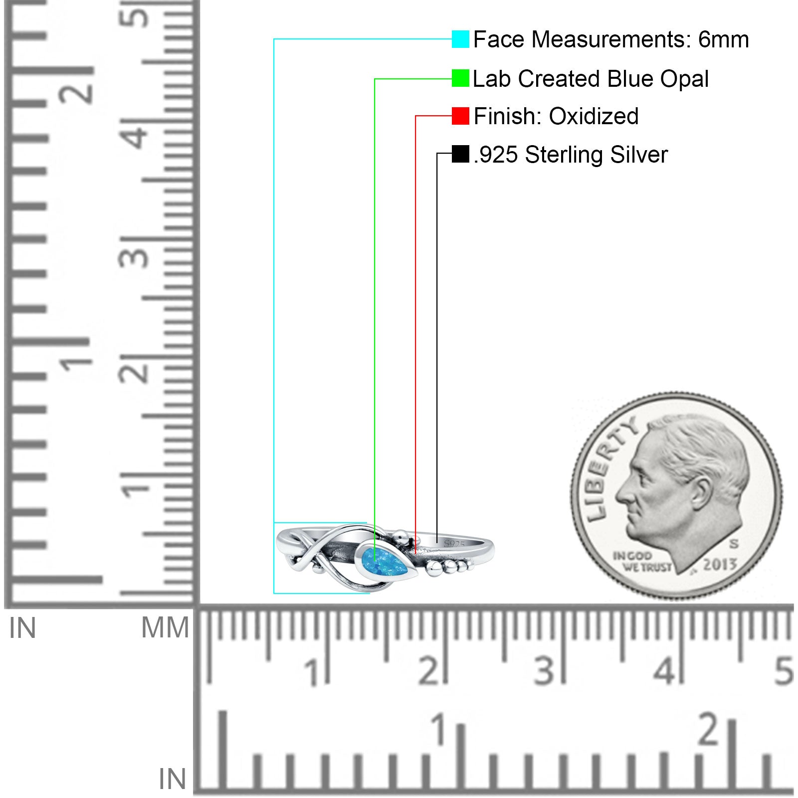 Celtic Infinity Pear Thumb Ring Fashion Oxidized Lab Created Opal Solid 925 Sterling Silver