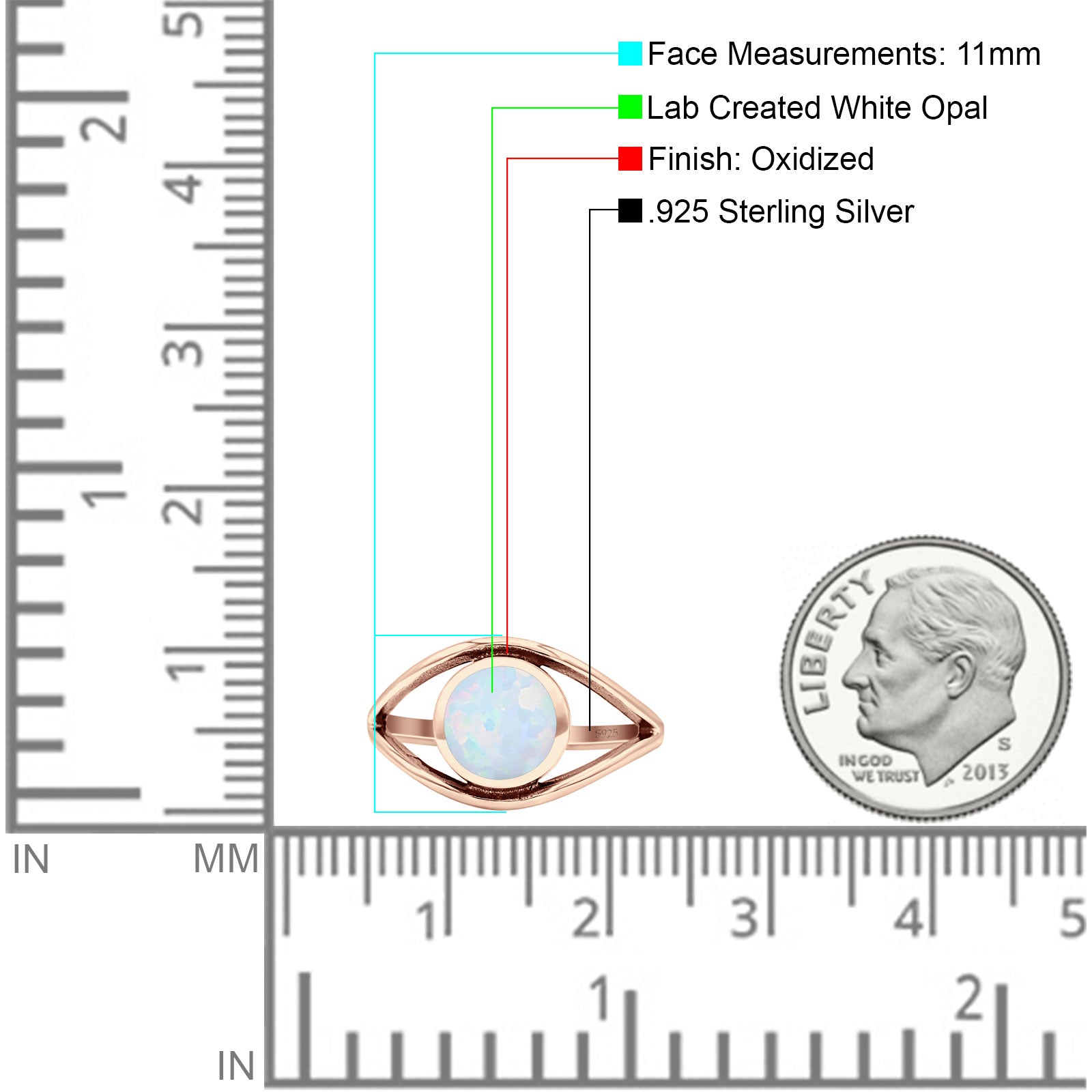 Round Thumb Ring Statement Fashion Oxidized Lab Created Opal Solid 925 Sterling Silver