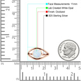 Round Thumb Ring Statement Fashion Oxidized Lab Created Opal Solid 925 Sterling Silver