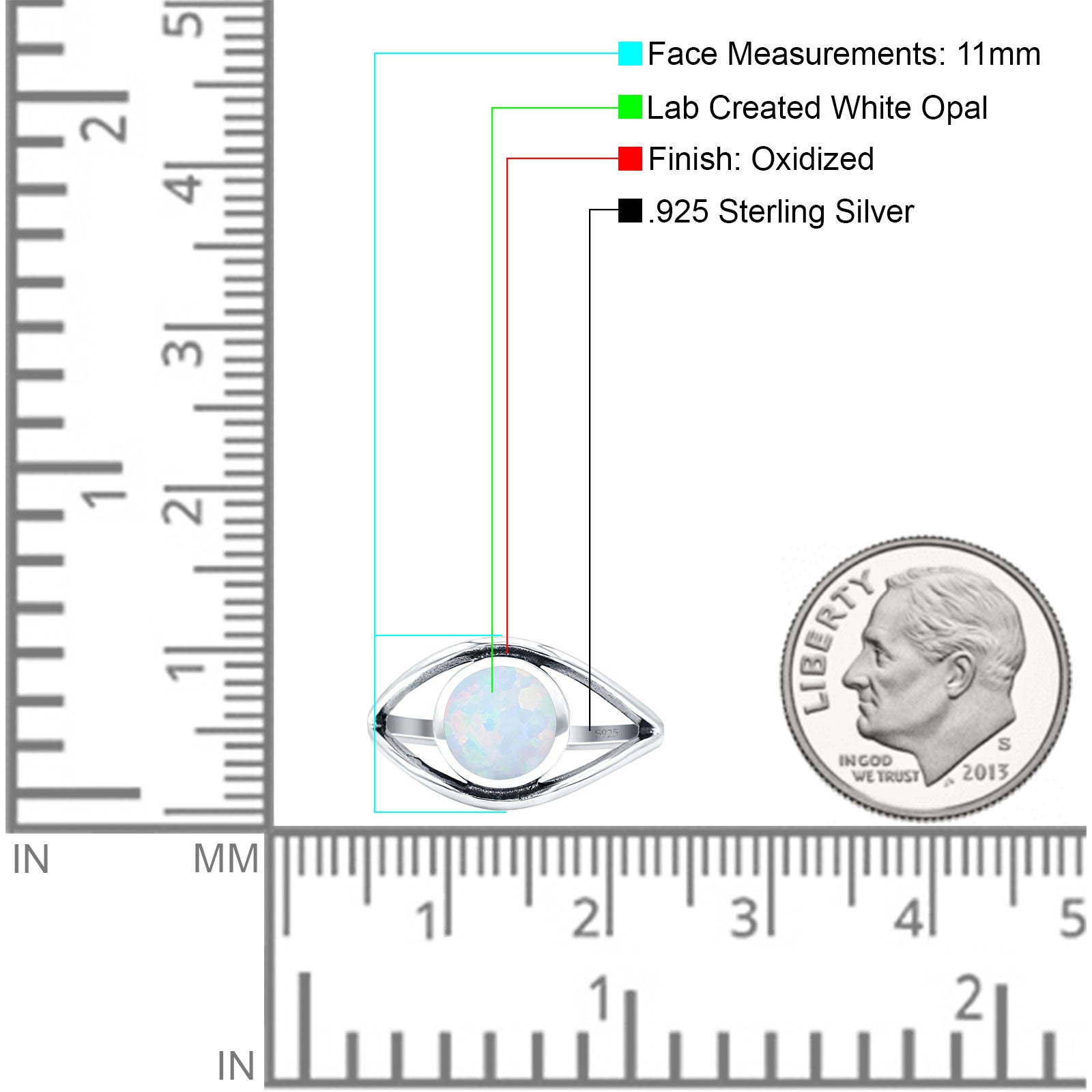 Round Thumb Ring Statement Fashion Oxidized Lab Created Opal Solid 925 Sterling Silver