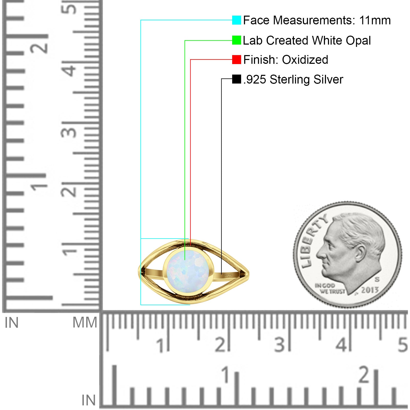 Round Thumb Ring Statement Fashion Oxidized Lab Created Opal Solid 925 Sterling Silver