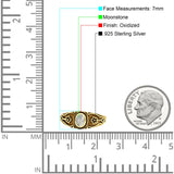 Vintage Style Flower Design Oval Thumb Ring Statement Fashion Oxidized Lab Created Opal 925 Sterling Silver