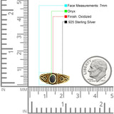 Vintage Style Flower Design Oval Thumb Ring Statement Fashion Oxidized Lab Created Opal 925 Sterling Silver