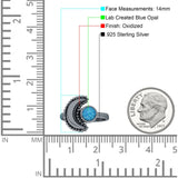 Crescent Moon Ring Opal Oxidized 925 Sterling Silver